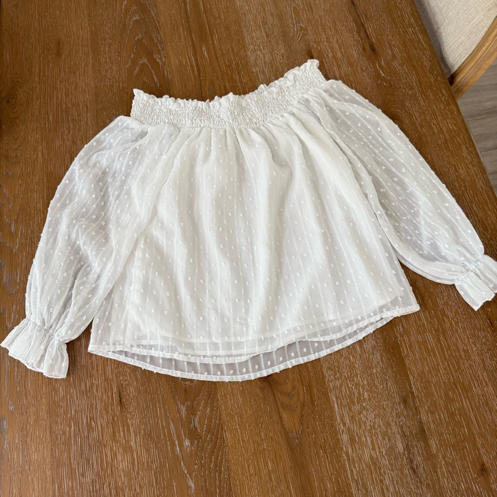 SHEIN White Blouse Peasant Off Shoulder size S